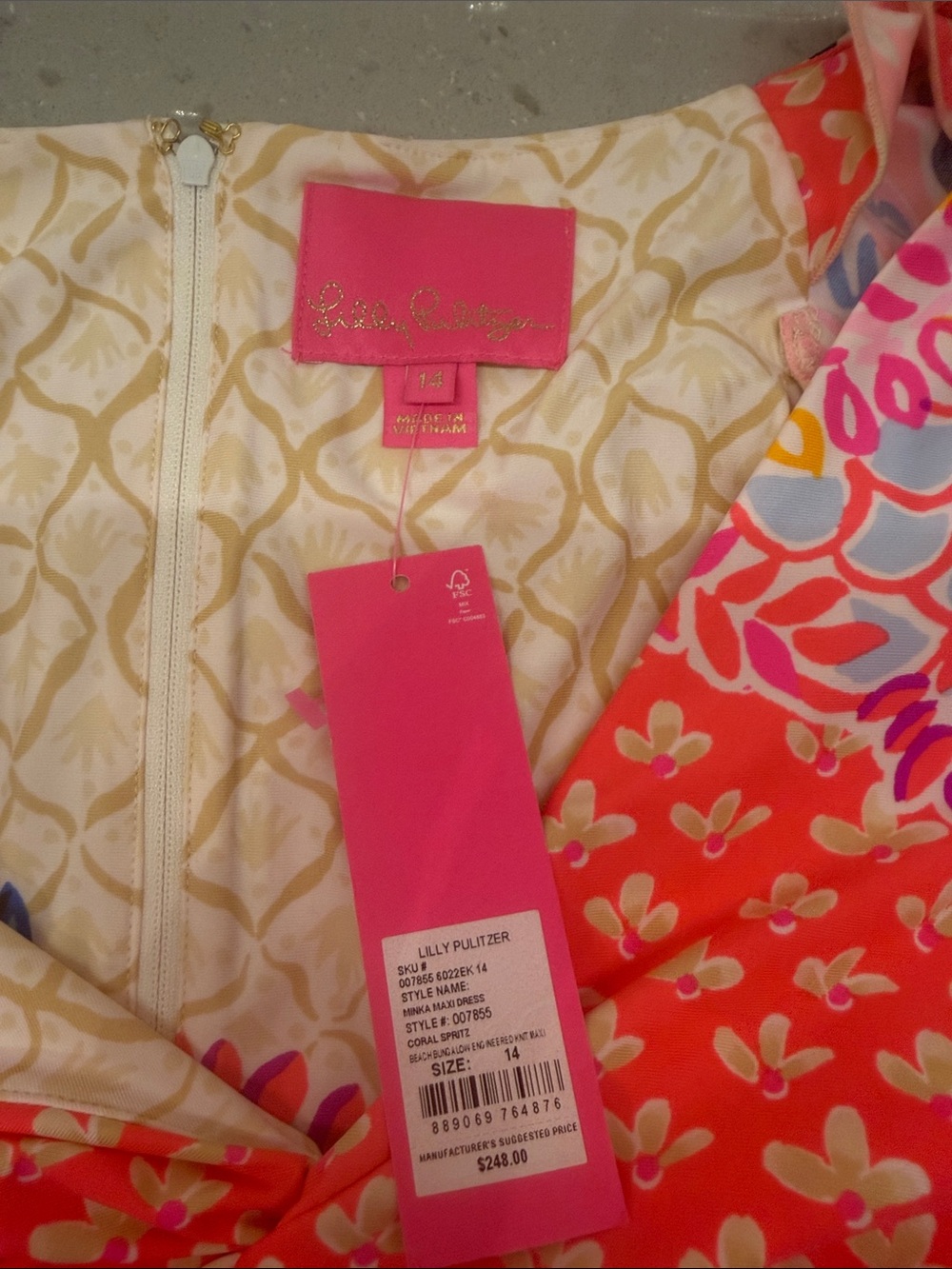 NWT Lilly Pulitzer Minka Twist-Front Maxi Dress in Coral Spritz Beach Bungalow - Picture 8 of 12